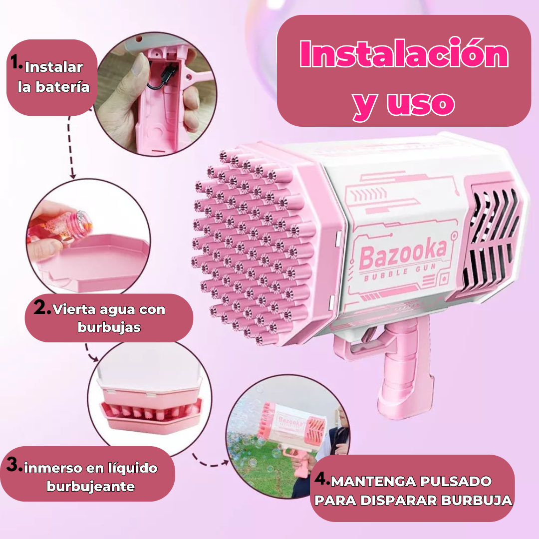 Pistola de Burbujas Recargable BubbleJoy